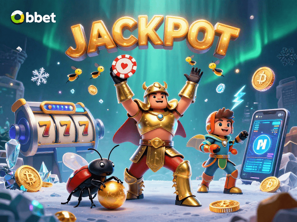 Engage with Oxbet's thrilling casino atmosphere featuring a victorious hercules beetle, poker chip, and dynamic game elements.