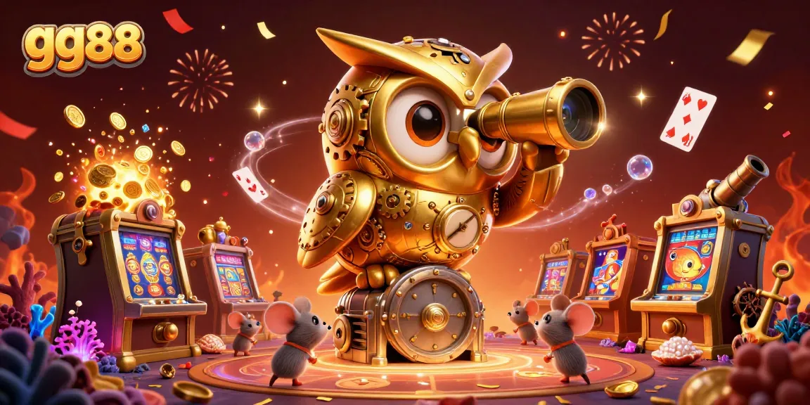 Enjoy thrilling games at gg88 casino, featuring vibrant 3D owl and energetic mouse patrons.