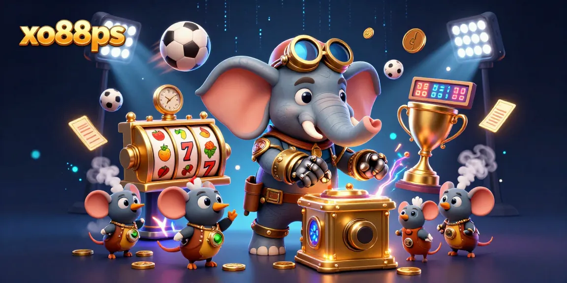 Experience thrilling wins at xo88ps through a dynamic casino scene featuring a steampunk elephant and exciting game elements.