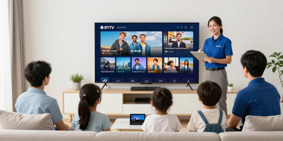 Trusted IPTV services provider assisting family with seamless streaming solutions in their home.