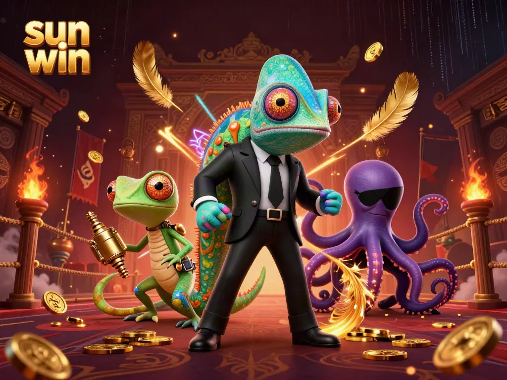 Experience thrilling moments at sun win with colorful casino characters in an engaging setting.