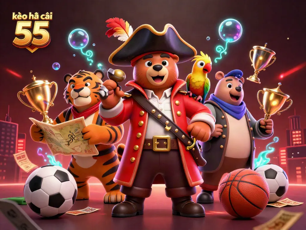 Engage with thrilling kèo nhà cái 55 sports betting experience in a vibrant 3D illustration.