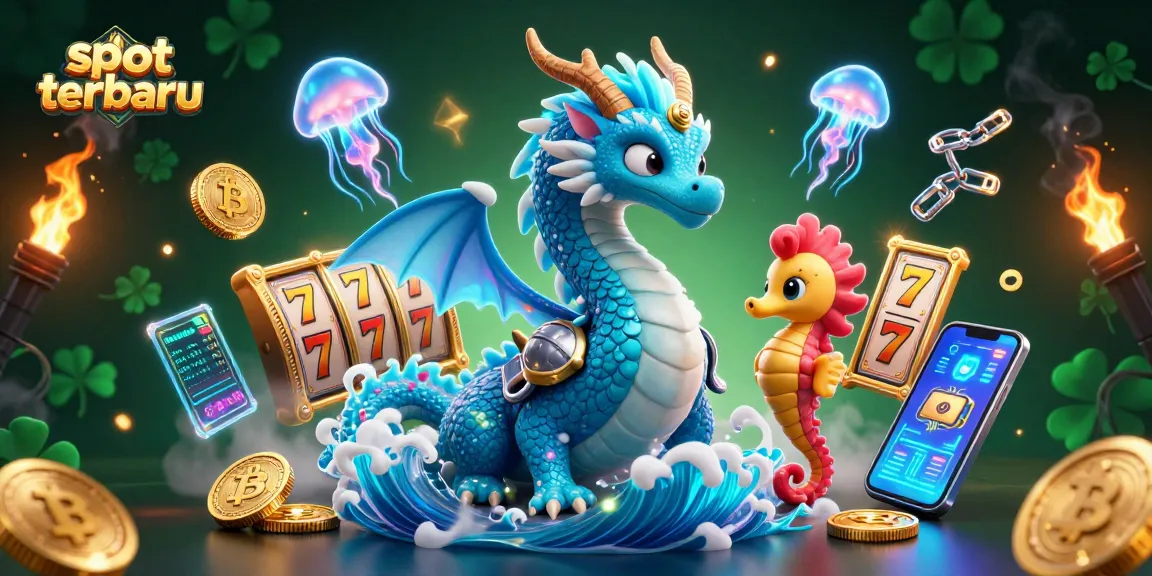 Spin to win with slot terbaru in this vibrant underwater-themed 3D casino illustration.