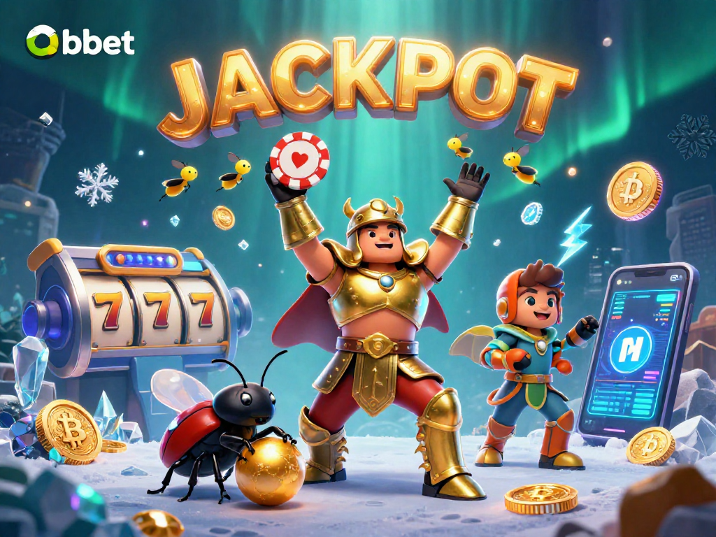Engage with Oxbet's thrilling casino atmosphere featuring a victorious hercules beetle, poker chip, and dynamic game elements.