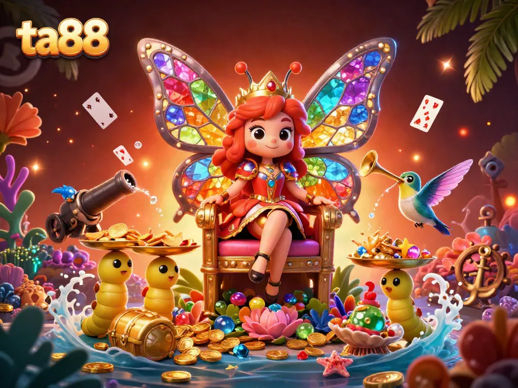 Experience the excitement of ta88 with a vibrant casino-themed digital illustration featuring rich gaming elements.